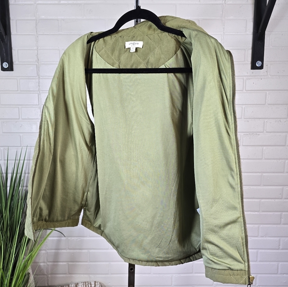 Umgee Olive Green Quilted Zip Up Vest Medium - Picture 10 of 11